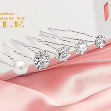 40 Pack Wedding Pearl Hair Pins for Bridal, Silver Pearl Rhinestone Hair Pins...