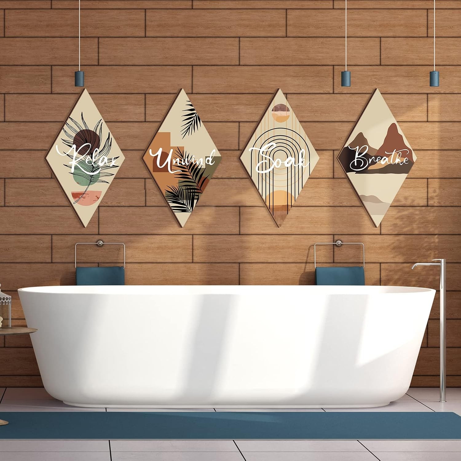 FairySandy 4 Pcs Bathroom Wall Art Restroom Decor Rustic Decor... 