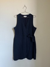 Madewell Crosshatch Side-Tie Dress in Navy Size LARGE