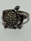 Vintage 925 silver ring, turtle, movable head and feet Size 9