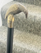 Antique Brass Raven Crow Handle Designer Black 36"Wooden Walking Stick Cane Gift
