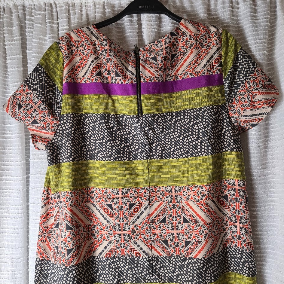 Made for Impulse Patchwork Stripe Shift Dress Geo… - image 3