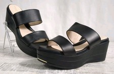 Cole Haan Women's Grand Ambition Platform Black Leather Sandals Size 8.5B In Box