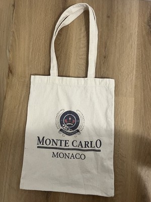 Monte Carlo Monaco Souvenir Canvas Tote Bag Crest Logo Travel