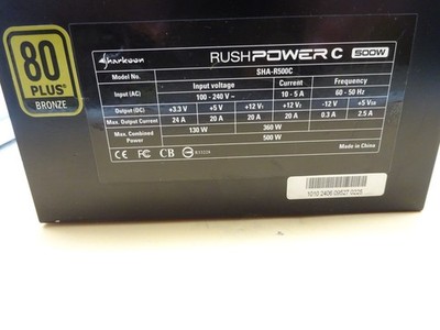 Sharkoon  Rush Power C SHA-R500C 20+4 Pin 80 PLUS BRONZE Netzteil 500W #NT4895
