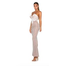 Portia Scarlett Maree Pink Silver Glitter White Swirl Applique Ankle Dress