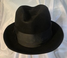 Vintage 50s Resistol Self Conforming Beaver XXX Fedora Hat Black JET 990 Sz.7