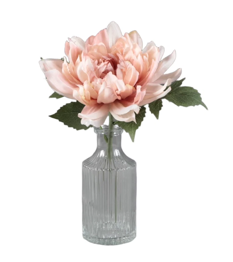 Home Decor Collection 10.25" Pink Faux Peony in Glass Vase