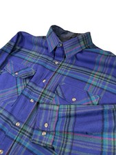 Vintage Plaid Flannel Button Up L/S Shirt Jacket Outdoor Workwear Backpacker XL