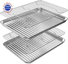 Baking Sheet with Rack Set 18 x Stainless Steel Heavy Duty ROTTAY Half Cooling