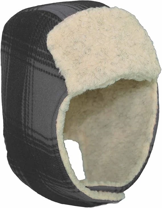 Stormy Kromer Kids Fleece Aviator Trapper Hat, (Size: XL) Black/Gray Plaid