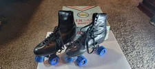 Vintage Hyde Sure Grip Super X 4R Roller Skates Black Leather Size In Box 7 Or 8