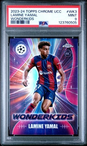 123760505 Lamine Yamal 2023 Topps Chrome Sapphire UEFA #WK-3 Wonderkids RC PSA 9