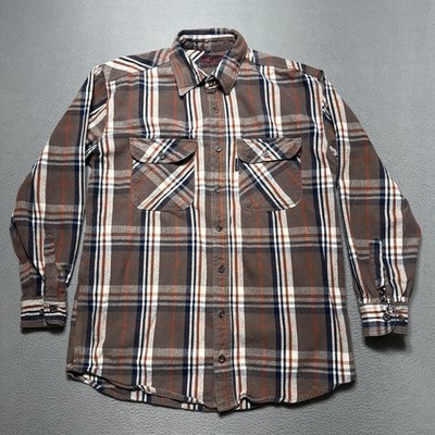 Vintage Five Brothers Shirt Mens Size Large Tall Heavyweight Plaid Flannel READ