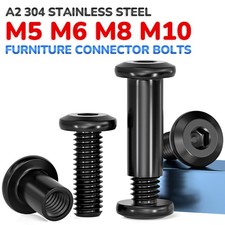 M5 - M10 FURNITURE CONNECTOR BOLTS & CAP NUTS JOINT UNIT A2 304 STAINLESS STEEL