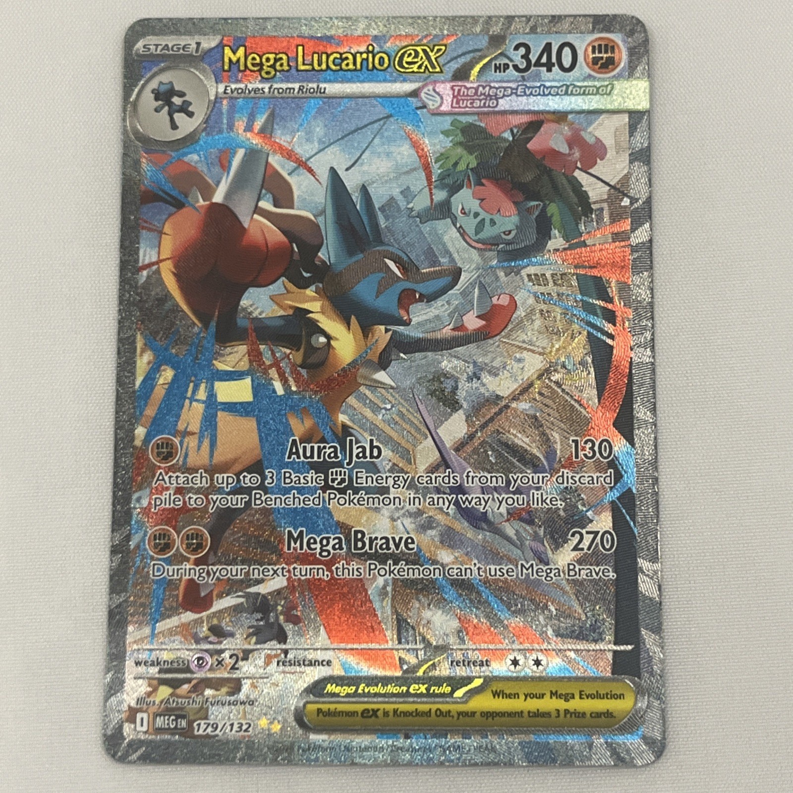 Mega Lucario ex 179/132 Me01: Mega Evolution Holo Near NM/LP Pokémon TCG