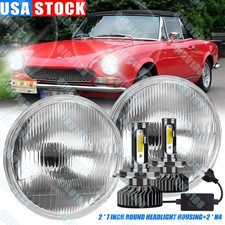 2pcs Fit FIAT 124 Spider 1966-1985 7" Round LED Headlights Hi/Lo Beam H4