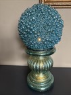 2 Piece Lit Candle Holder Pedestal with Mirror Insert Foam Ball Top By Valerie
