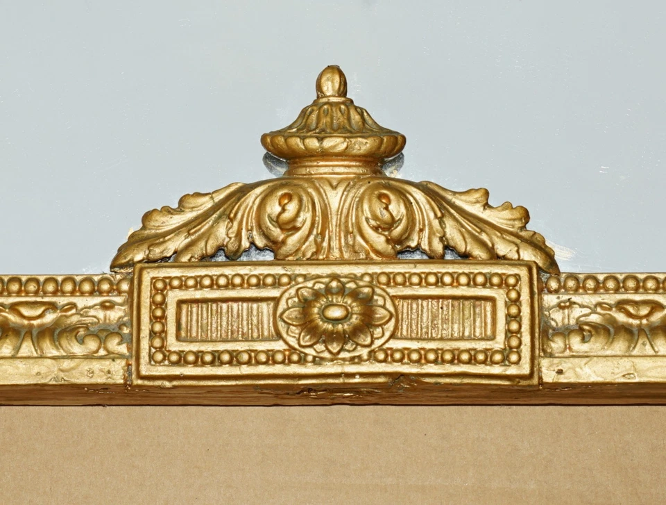 EXQUISITE ANTIQUE 19TH CENTURY NEOCLASSICAL DESIGN GOLD GILT OVERMANTLE MIRROR - Image 4 of 4