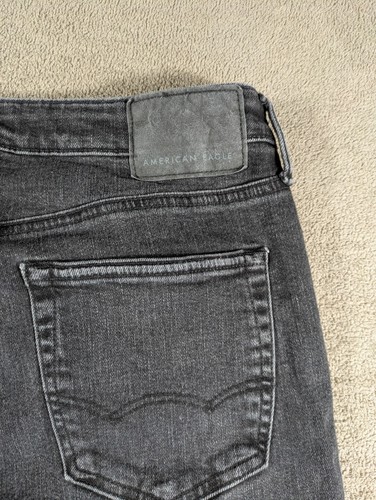 American Eagle Outfitters Jeans Men's 32x30 Black Denim Stretch Straight Leg - Picture 7 of 10