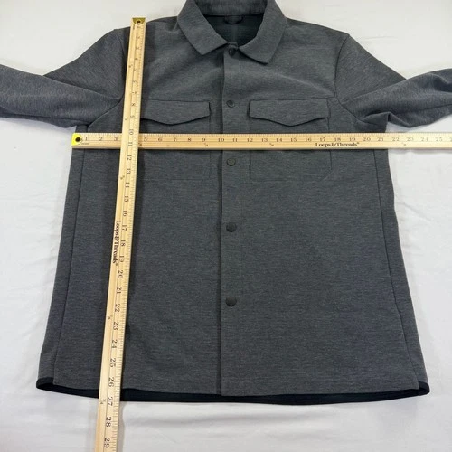 Lululemon Men’s L Gray Knit Overshirt Shacket Snap Front Jacket image 7