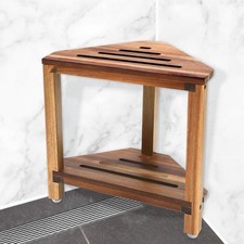 Corner Shower Stool W/ Storage Shelf Shower Foot Rest Shaving Legs Small Bench