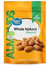 Great Value Natural Whole Almonds, 25 oz
