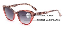 Women Progressive Reading Sunglasses - Tinted Cateye Reader - Zero Power on Top