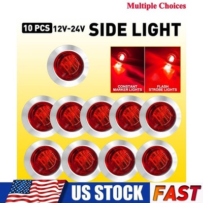 3/4'' LED Strobe+Steady Marker Lights Lamps Red 12V 24V Dual Function w/Bezels