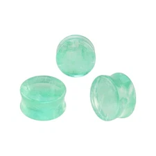 6G to 13/16" Green Fluorite Stone Concave Double Flare Ear Gauges Sold as Pair