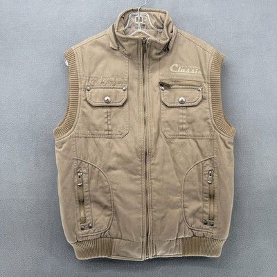 DJ&C Vest Womens Large Deep Khaki Twenty Zero Four Classic Logo Multiple Pocket