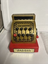 Vtg Metal  Plastic Toy Cash Register Till Red  Gold 1976 Childrens Toy Buddy L