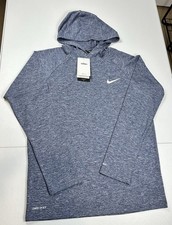 Nike Swim Hoodie Shirt Mens S Dri-Fit UPF 40 Blue Heather Sun Long Sleeve NWT