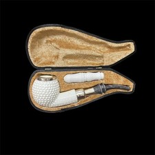 Meerschaum Pipe 925 silver smooth handmade gift for smoking tobacco pipe unsmoke