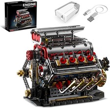 V8 Engine Model Kit That Runs, 8-Cylinder Car Engine Building Set with Rechargea
