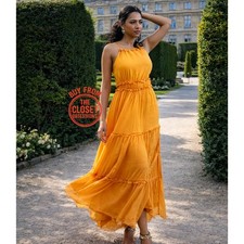 MANGO Yellow Halter Maxi Dress NWT Size 6