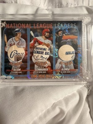 2024 Jersey Fusion Game Used Baseball NTL League Leaders Olsen Schwarber Alonso