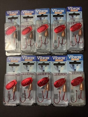 Lot of Ten (10) BLUE FOX - VIBRAX Spinner - 1/4  8g - BFRH3-RC - NEW
