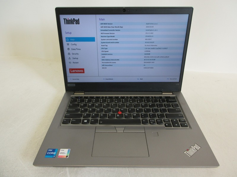 Lenovo ThinkPad L13 Core i7-1165G7 2.80GHz 16GB RAM No Hard Drive No Pwr Adapter
