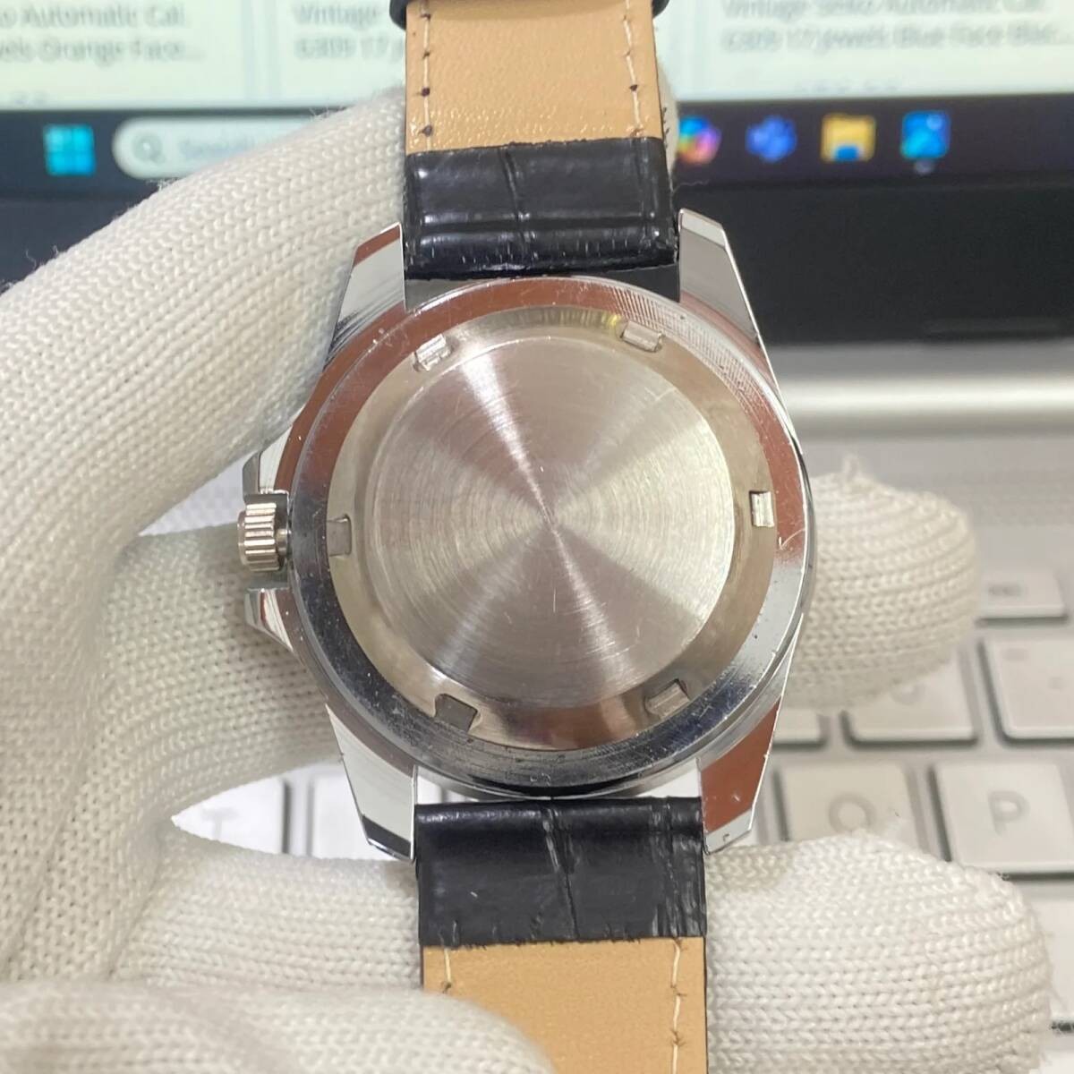 Jaeger LeCoultre Vintage Automatic Watch 40mm Navy Dial Serviced Mens image 6