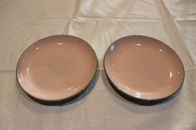 HARKERWARE PINK MIST STONE CHINA LUNCH 7'' PLATE SET OF 2 Made USA Gray Speckle