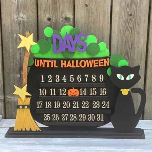 31 Day Wooden Calendar Ornaments Wood Advent Calendar Halloween Party Gifts - Picture 3 of 7