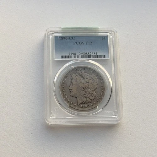 1890 CC  Morgan Dollar PCGS F12 Carson City Silver $1 Coin Business Strike