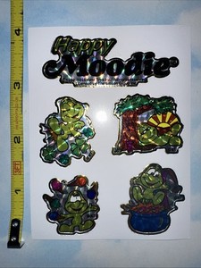 Happy Moodie 3”x4” Sticker Sheet w/ 4 Stickers * Vintage 1995 Prizm Sparkly Cute