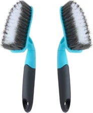 2-Pack Scrub Brush for Cleaning with Long Handle, Medium Firm Blue+grey 