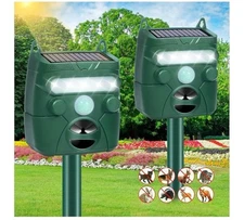 2 Pack Solar Animal Repellent, Cat Deterrent Outdoor Ultrasonic Control