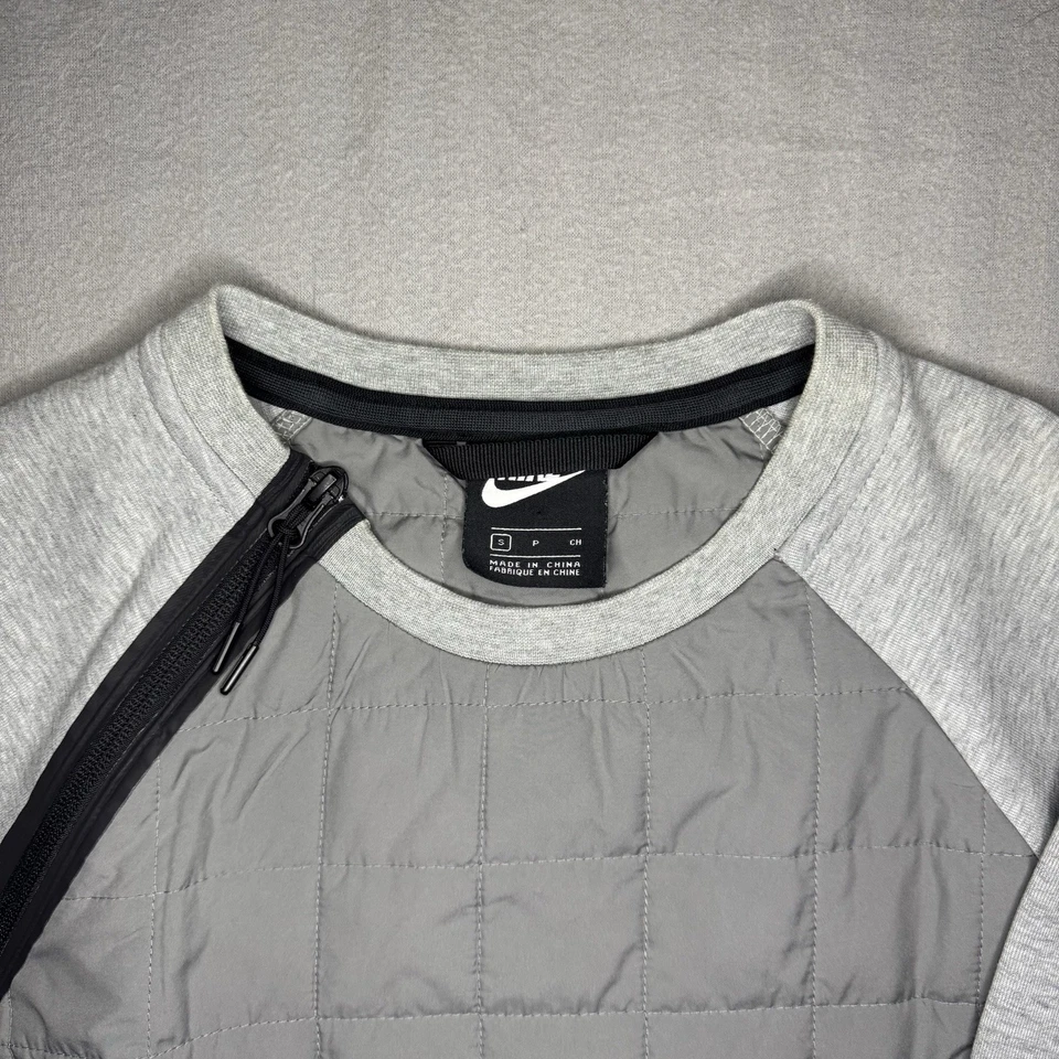 Nike Tech Pack Quilted Sweatshirt Mens S Grey NSW Sportswear BV3697-063 Crewneck, photo 2 of 5