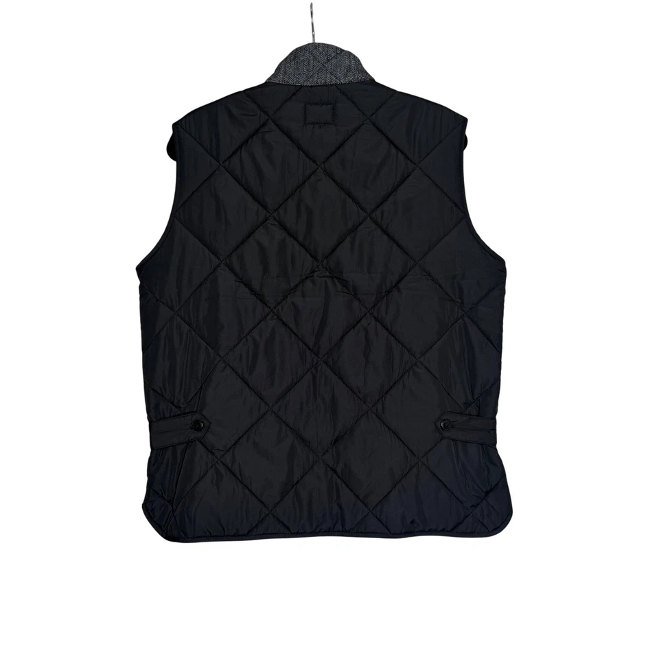 J.Crew Mens Herringbone Quilted Walker Vest Wool Blend Zip Black Gray Medium - Image 2 of 4