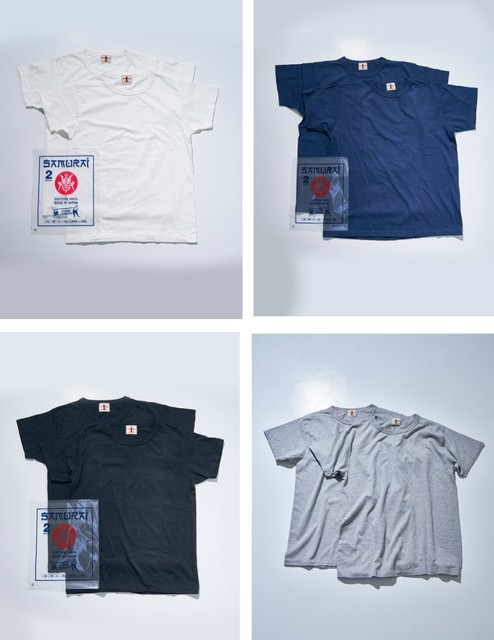 Samurai Jeans SJ2PST-CREW 2-Pack Plain Crew Neck T-Shirts - Made in Japan