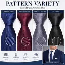 Men's Striped Pre-Tied Necktie Classic Diamond Stripe Patterns Premium Satin US